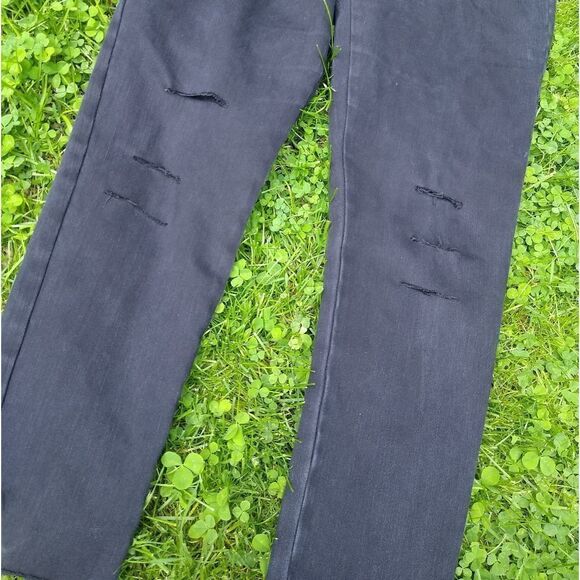 Soft Surroundings Pull On Denim Pants Distressed Black Large - Picture 2 of 6